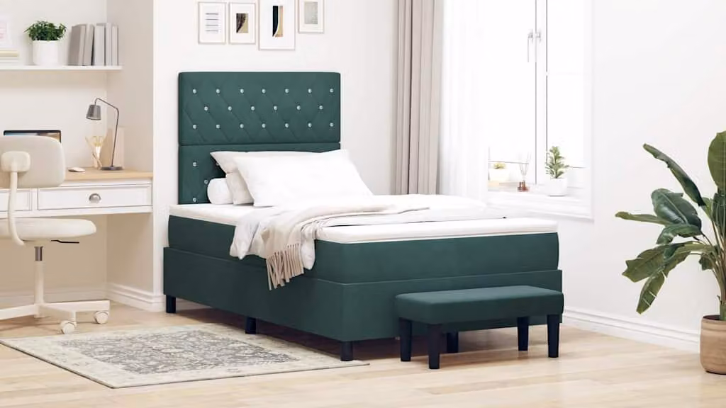 Maison Exclusive - Letto boxspring con testiera verde scuro 190 x 120 cm in velluto