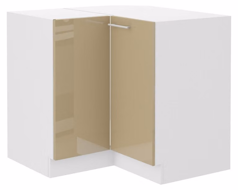 Mobile angolare da 90x90 Lara Cappuccino lucido, angolo cottura, blocco cucina, cucina