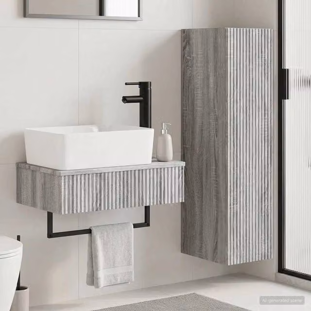 Set di mobili per il bagno 2 pz Sonoma grigio 3406109