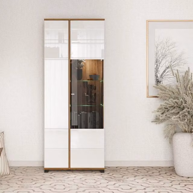 Mobile Espositore Arentino, Vetrina 8 Ripiani, 78.5x40x200.5h cm Bianco