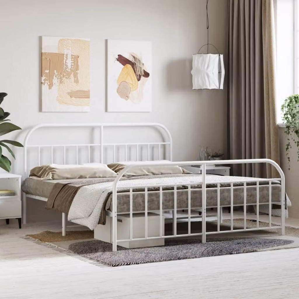 vidaXL Giroletto con testiera e pediera in metallo bianco 183x213 cm - Giroletto - Cornici per letti - Giroletto - Letto