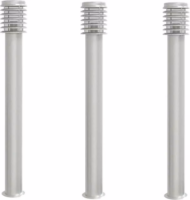 Set di 3 Lampade da Terra per Esterni in Acciaio Inox Argento, Altezza: 110 cm, Modello CFW7781072