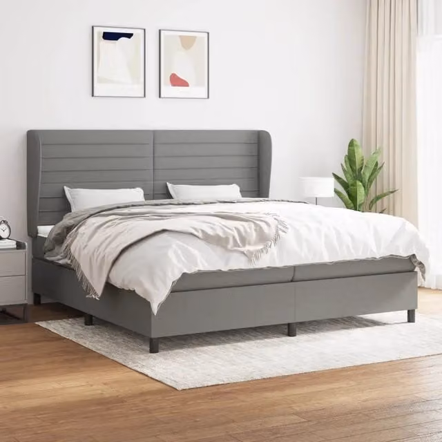 Letto Ibrido Moderno vidaXL con Materasso e Struttura in Legno Grigio e Bianco L/P/H: 203 x 203 x 128 cm