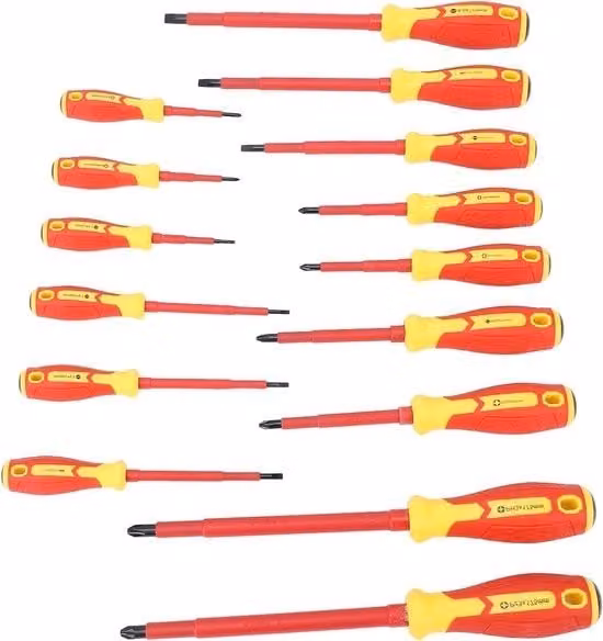 Set di chiavi per elettricisti isolanti in acciaio inossidabile e cromo vanadio colore rosso