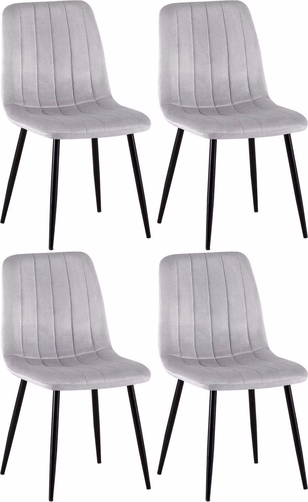 set di 4 sedie - sedie da pranzo - comoda seduta trapuntata. Colore: Grigio | Materiale: Morbido