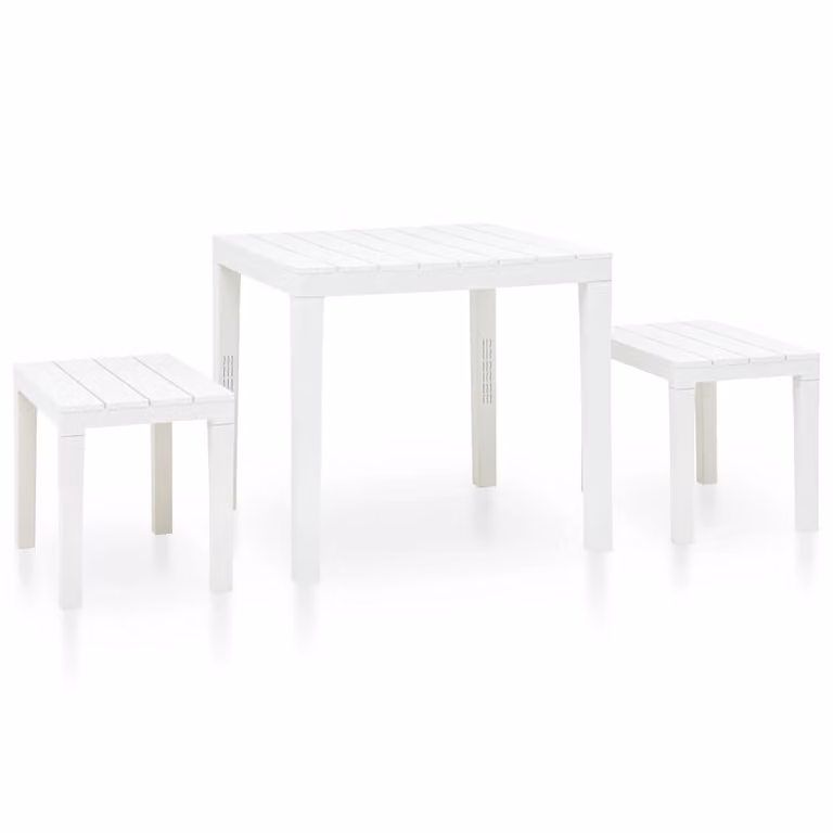 Tavolo da giardino con 2 panche in plastica bianco