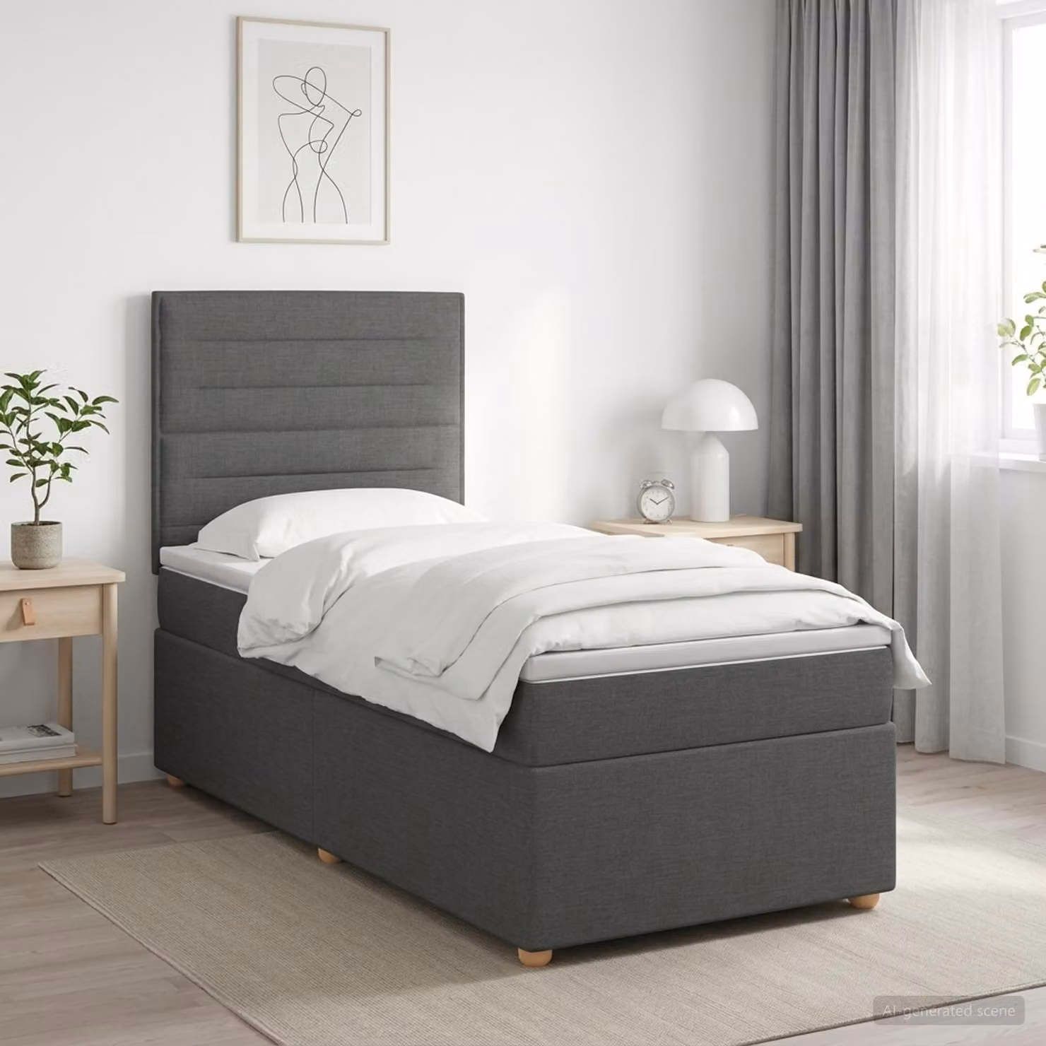 Letto box spring con materasso ibrido vidaXL Grigio e Bianco L/P: 90 x 190 cm