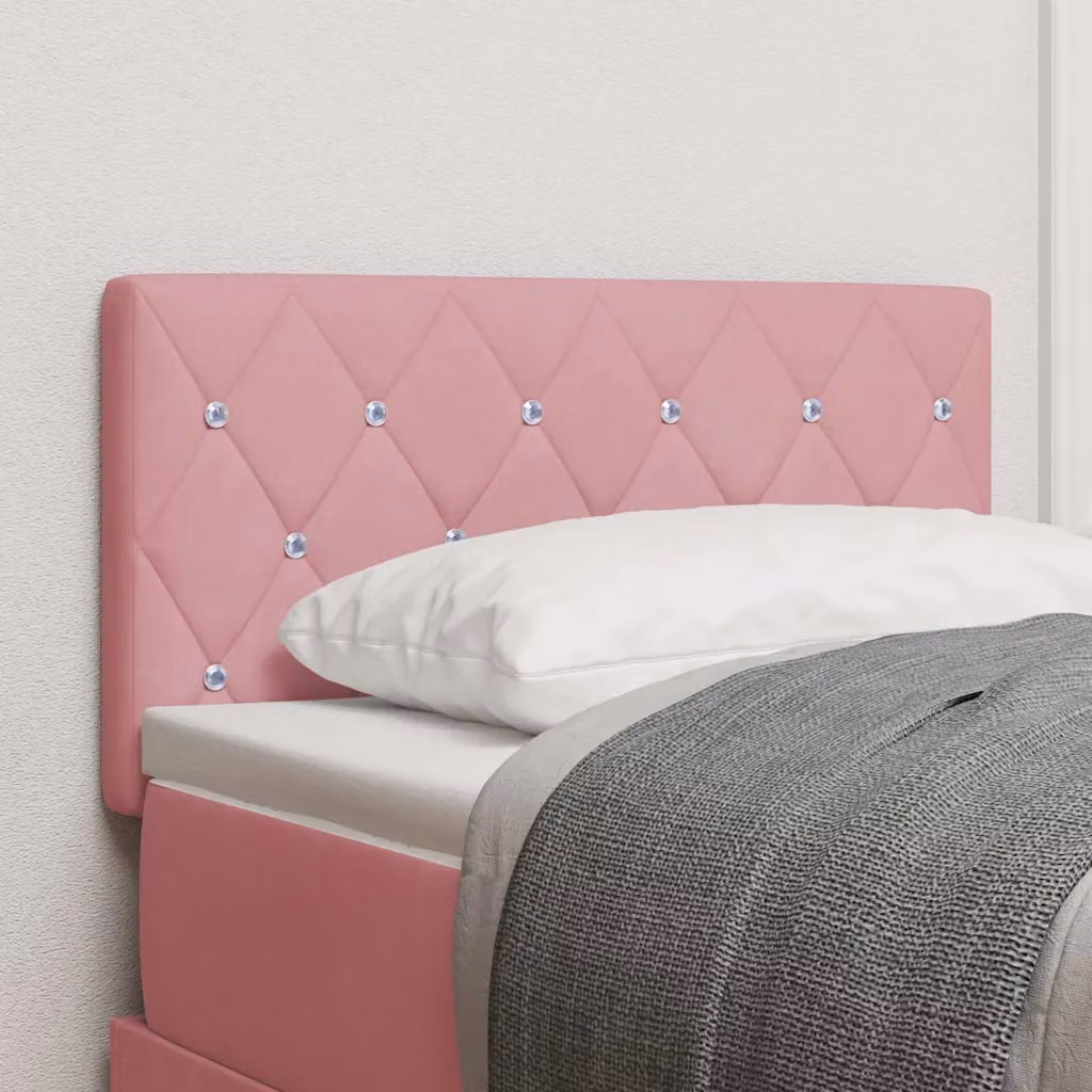 Testiera per letto vidaXL in velluto rosa con design minimalista e struttura in legno
