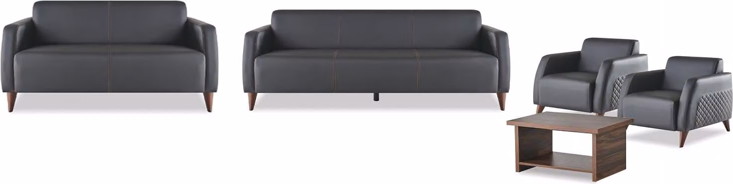 Ledersofas Schwarz 3-Sitzer 2-Sitzer Sessel Braun Couchtisch Couch Weich