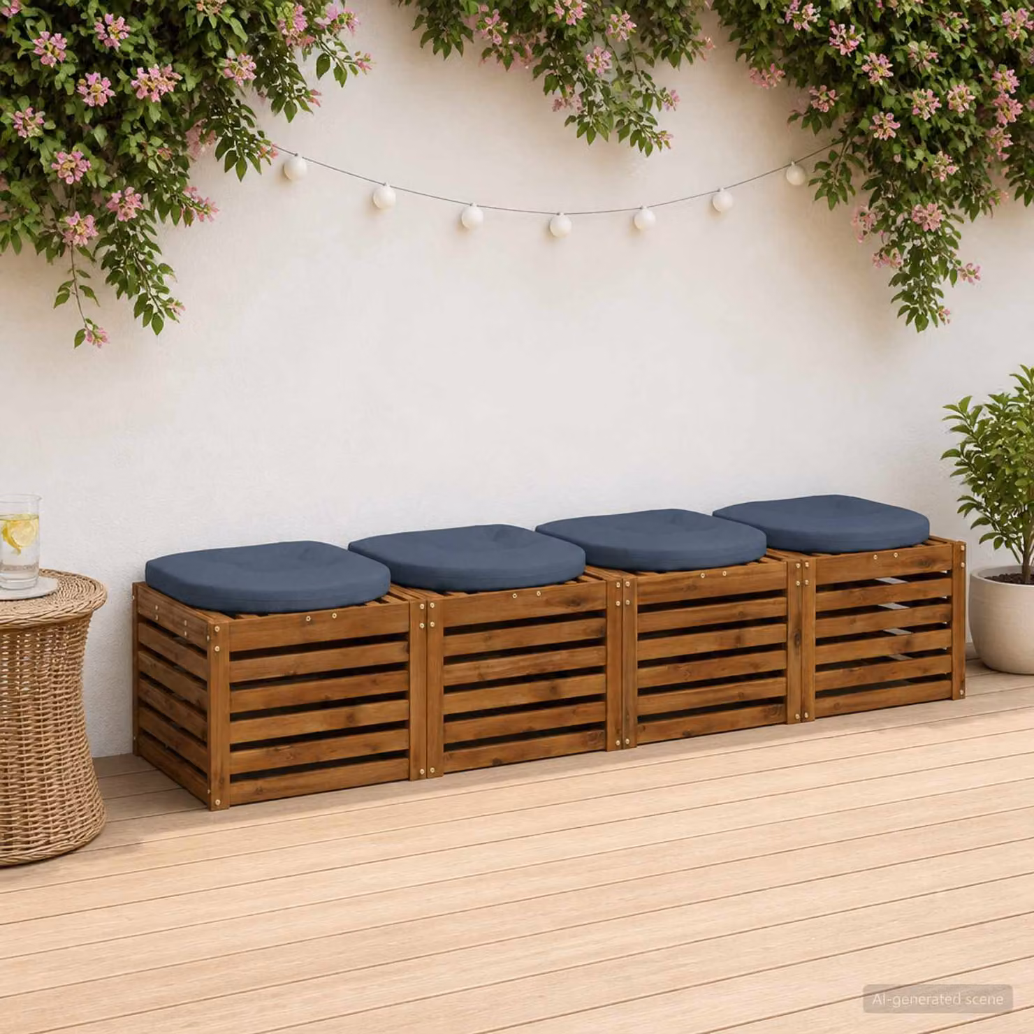 Set di 4 cuscini per sedia vidaXL in poliestere blu con imbottitura in schiuma
