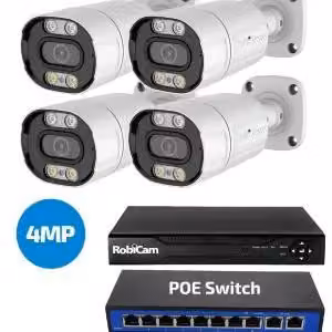 Kit 4 telecamere POE Bullet, 4MP, registratore NVR, switch POE