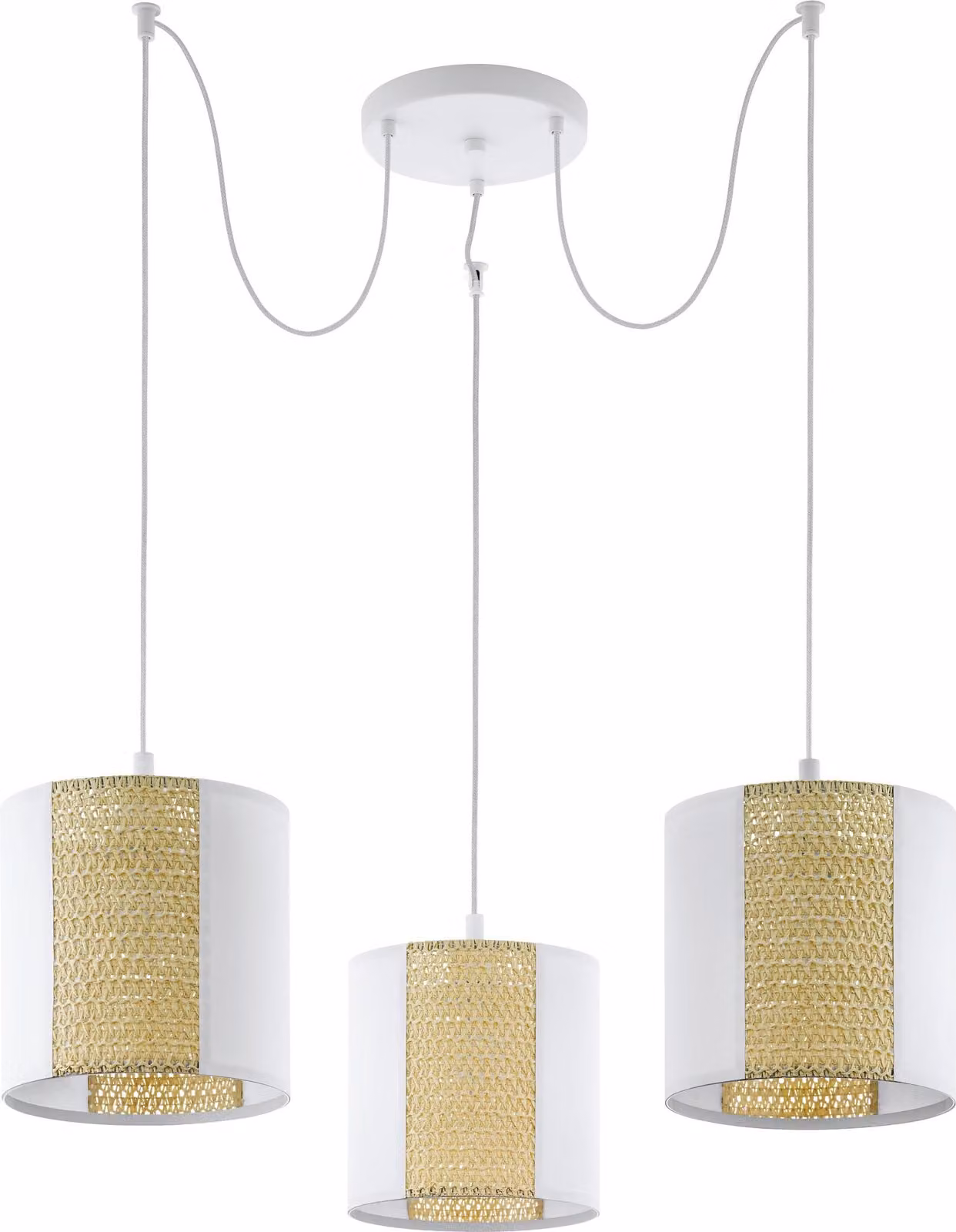 Lampadario Contemporaneo Arnhem 3 Luci Acciaio Bianco Rosone Tondo