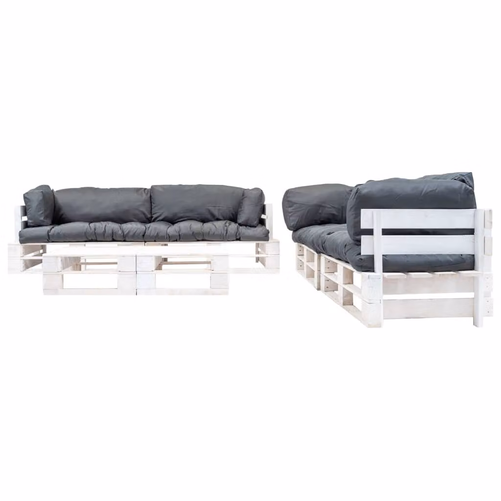 vidaXL Set da salotto in pallet da 6 pezzi con cuscini in legno grigio