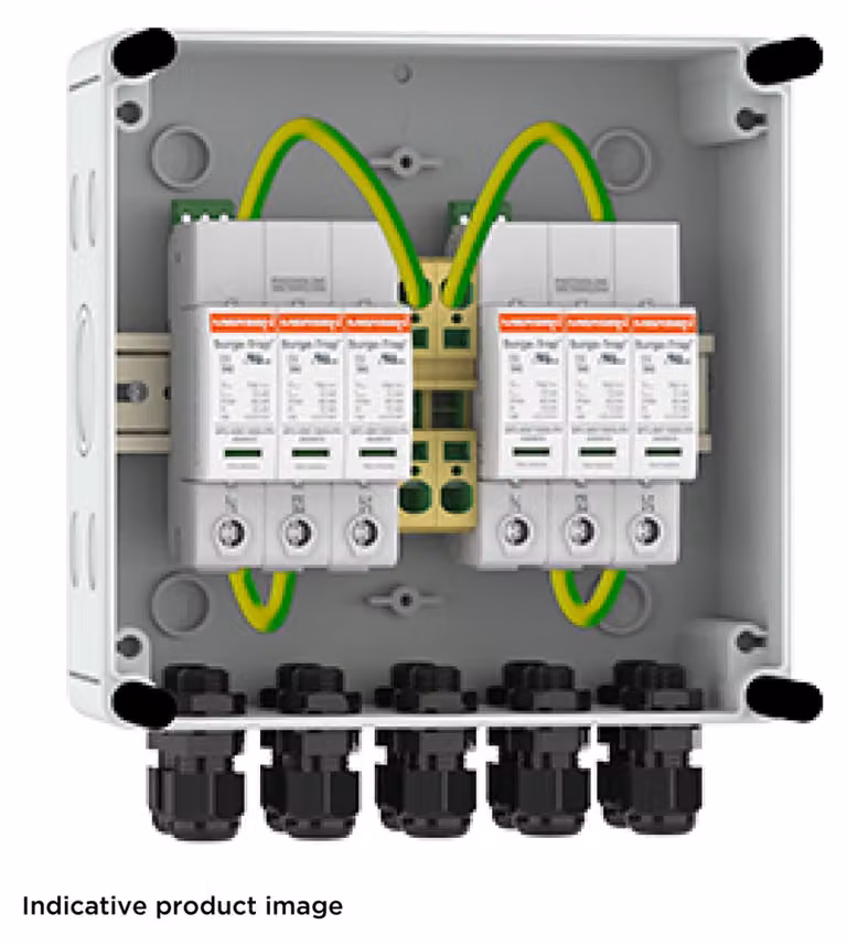 Cassetta per stringhe fotovoltaiche 2 MPP 1000V tipo 1+2 - Cassetta passacavi 6 poli PVBT12-1000V-B-213