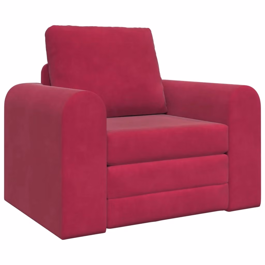 Divano letto vidaXL in velluto rosso per soggiorno e camera da letto L: 98 cm, P: 71 cm, H: 83 cm – 2