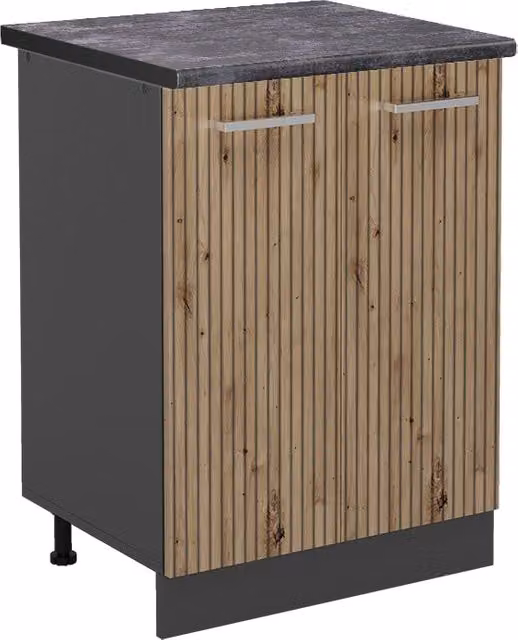 Mobiletto base cucina Vicco R-Line in Rovere e Antracite con ante a battente, L: 60 cm, H: 81,6 cm, P: 27,5 cm – 1