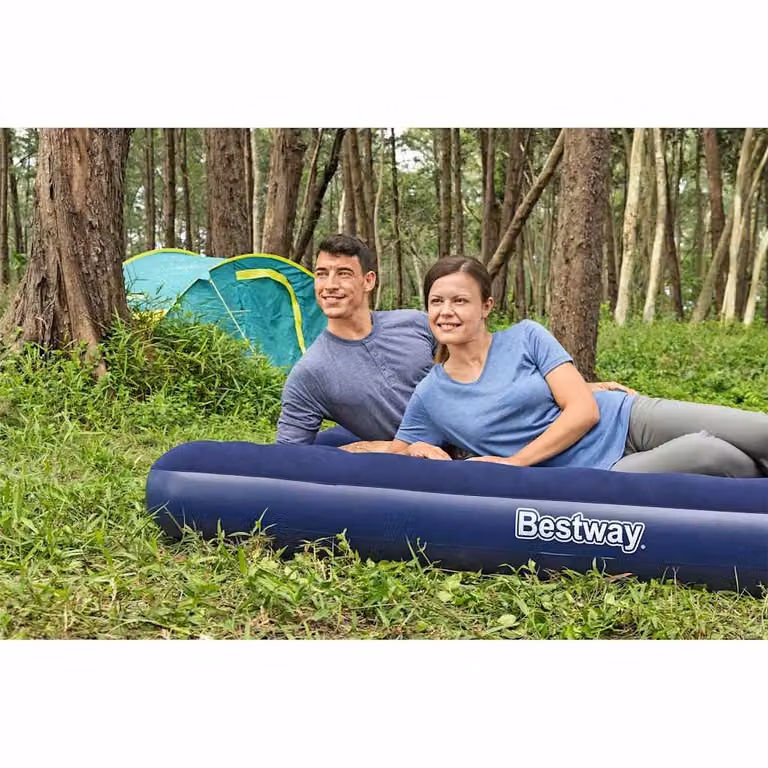 Materasso gonfiabile Bestway blu con superficie floccata L: 203 cm, P: 183 cm, H: 22 cm