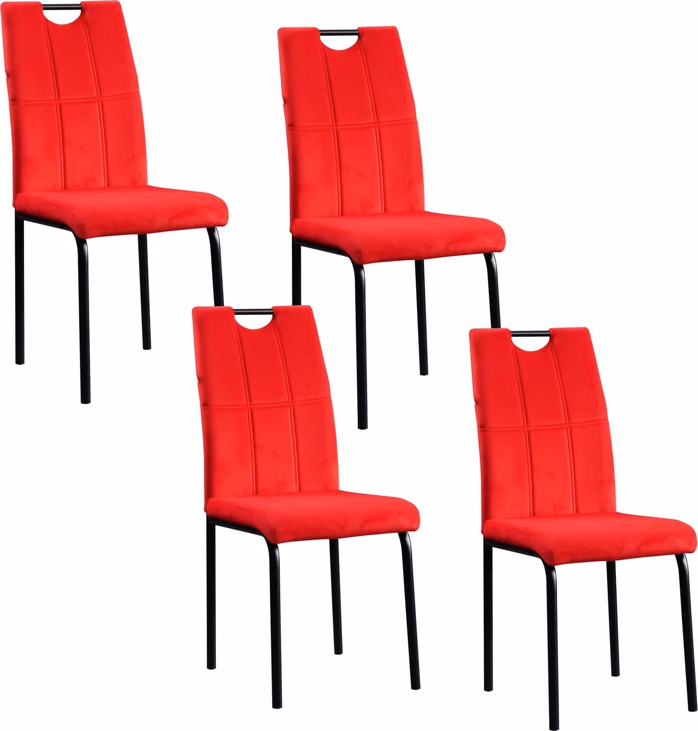 Set di 4 sedie da sala da pranzo Denton in velluto rosso