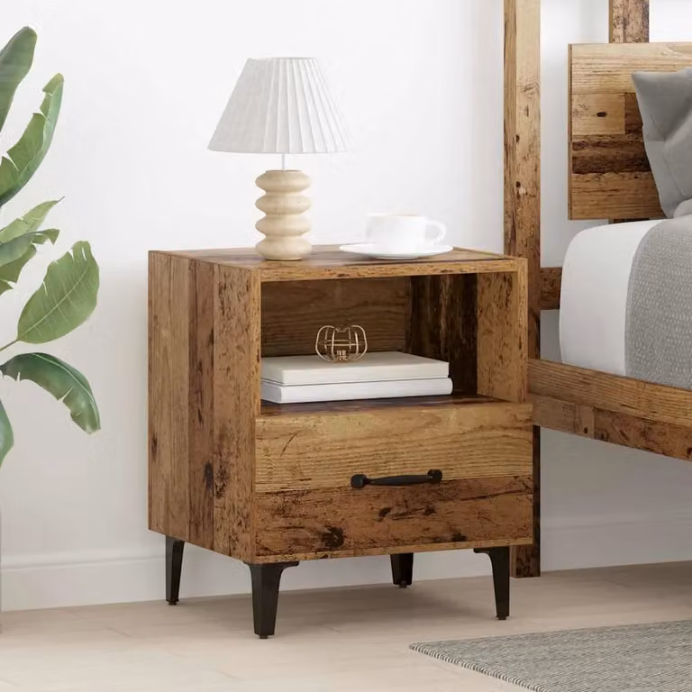 vidaXL Armadio da Notte in Legno Rustico Marrone L: 40 cm, P: 35 cm, H: 47,5 cm