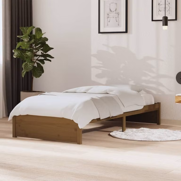 The Living Store Letto in legno massiccio marrone miele 90x190 cm