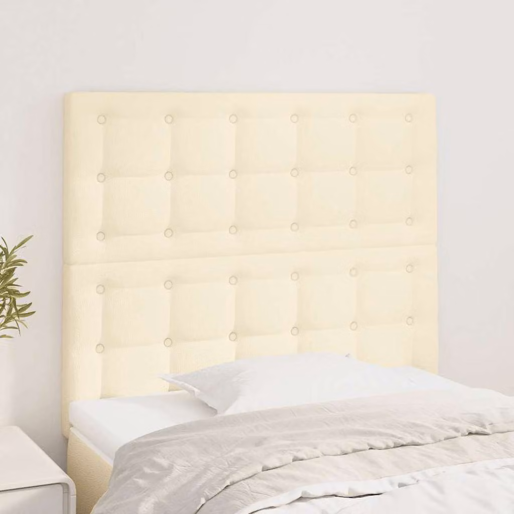 Testiera per letto vidaXL in similpelle beige con struttura in legno, L: 90 cm, P: 5 cm, H: 118-128 cm