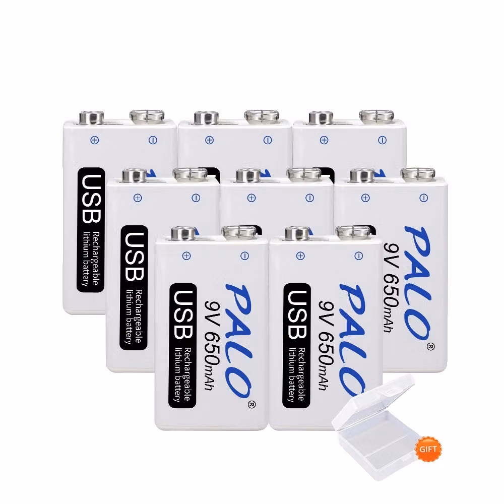 batteria agli ioni di litio da 9V 650mAh, certificata CE, 7,2-8,4V, 8 pezzi