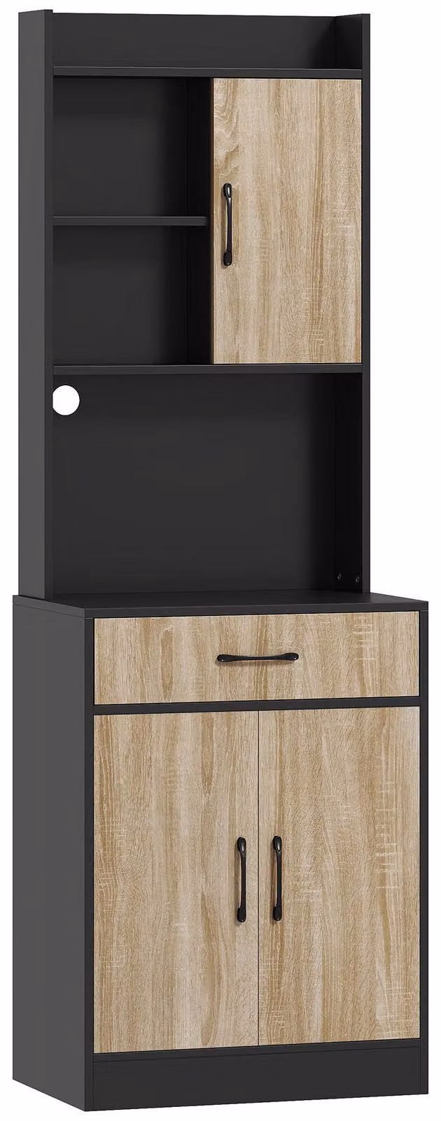 Armadio per la cucina - Mobiletto da cucina - Arredamento per la cucina - Credenza da cucina - Armadio contenitore - Legno naturale e nero