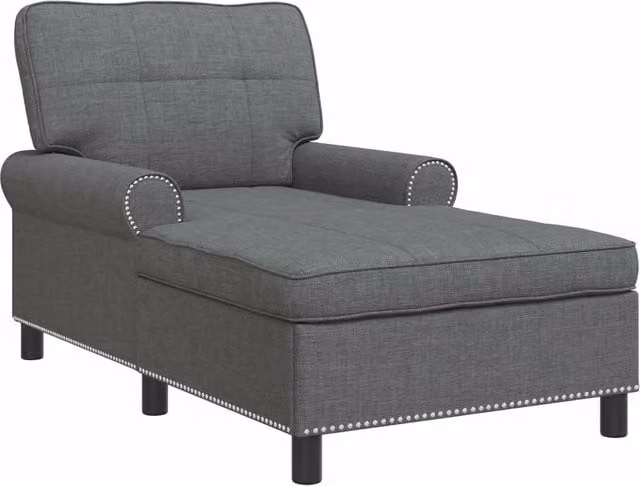 Chaise Lounge | Sedia a Sdraio con cuscino Grigio scuro 91 x 157 x 91 cm Tessuto CFW6323494