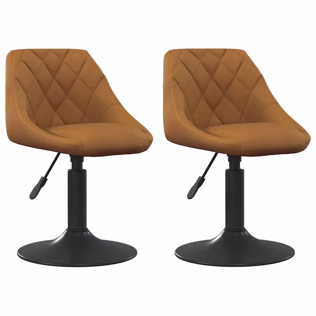 Set di 2 sedie da pranzo girevoli vidaXL in pelle sintetica marrone L/P/H: 46 x 44 x 77,5 cm – 3