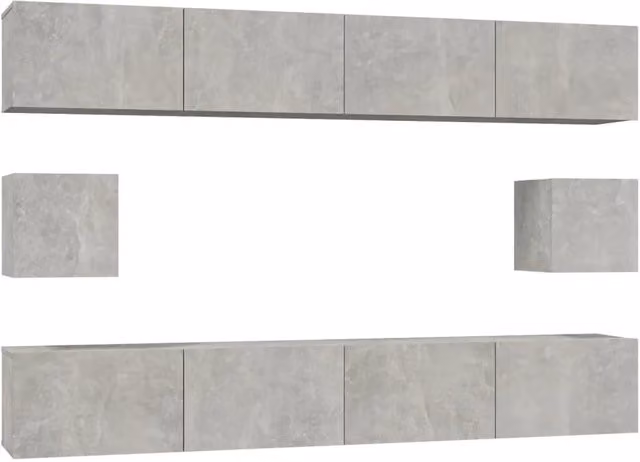 Set di Mobili Porta TV 6 pz | Armadietto TV | Mobile Porta TV Grigio Cemento in Legno Multistrato