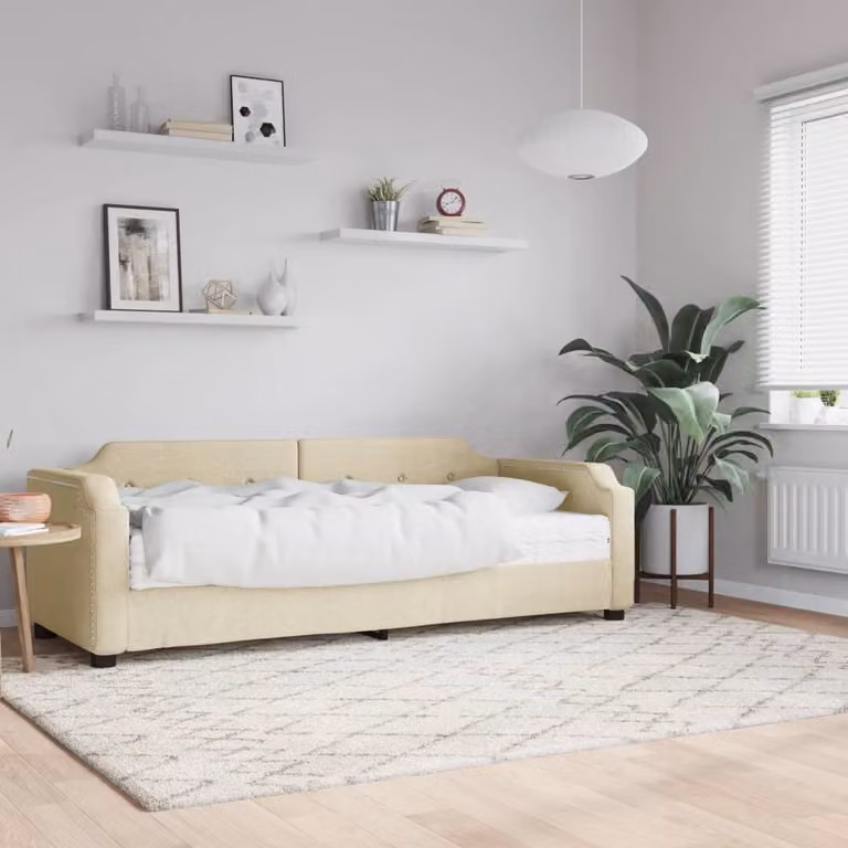 Maison Exclusive - Divano letto con materasso color crema 100x200 cm in tessuto