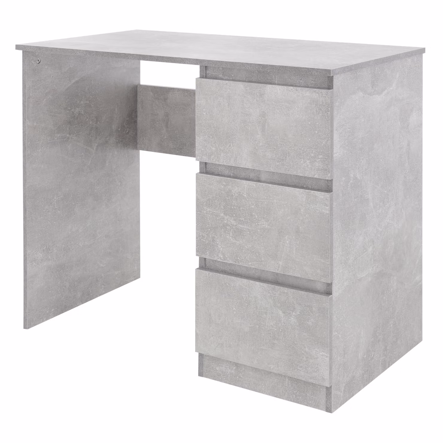 ML-Design scrivania con 3 cassetti, 90x76x50 cm, grigio effetto cemento, molto spazio, moderno, per casa/ufficio