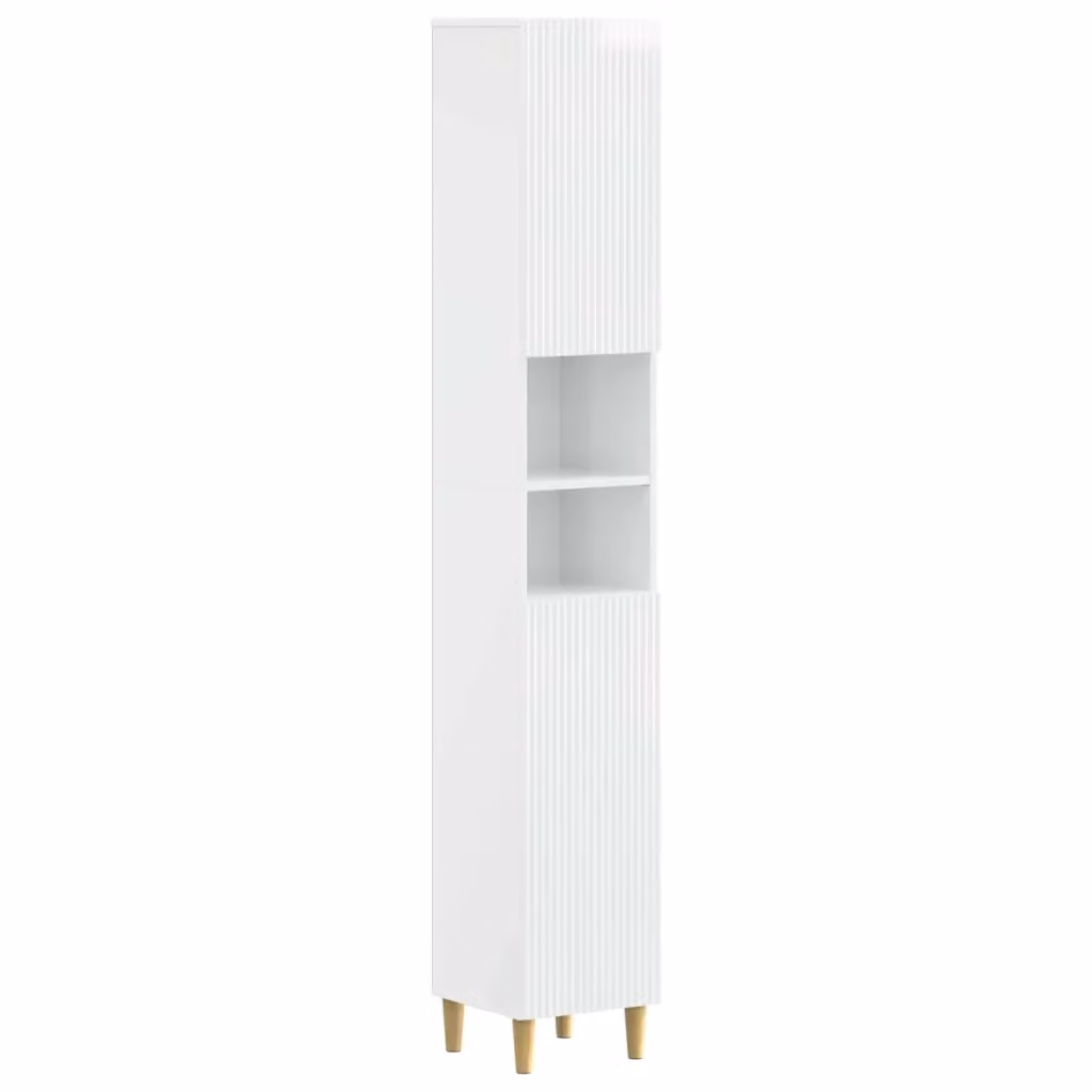 Armadio da bagno moderno vidaXL bianco lucido con ripiani e vano aperto L/P/H: 31 x 23,9 x 190 cm – 2