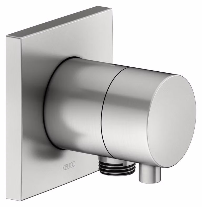 KEUCO IXMO robinet d'arrêt encastré pour 1 consommateur avec raccord de flexible avec poignée Comfort, rosace carrée, 59541061102, 59541061102
