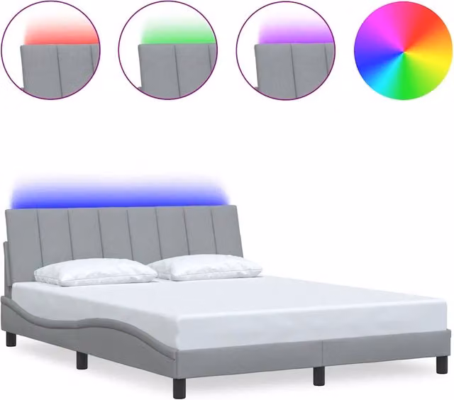 Letto matrimoniale | Letto per adulti | Giroletto senza Materasso Hanko Grigio Chiaro 160x200 cm Tessuto