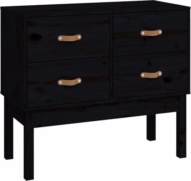 Mobile Consolle Nera in Legno Massello di Pino Stile Rustico L: 90 cm, P: 40 cm, H: 78 cm – 1