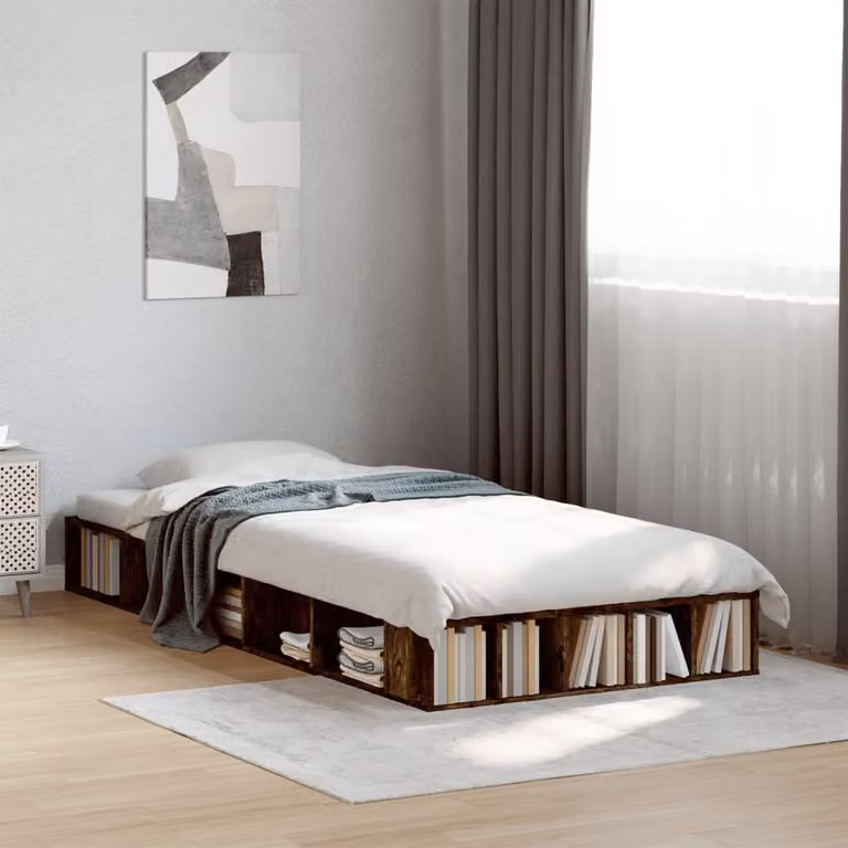 vidaXL Giroletto in Legno Rovere Fumo con Doghe Fisse L: 190 cm, P: 75 cm