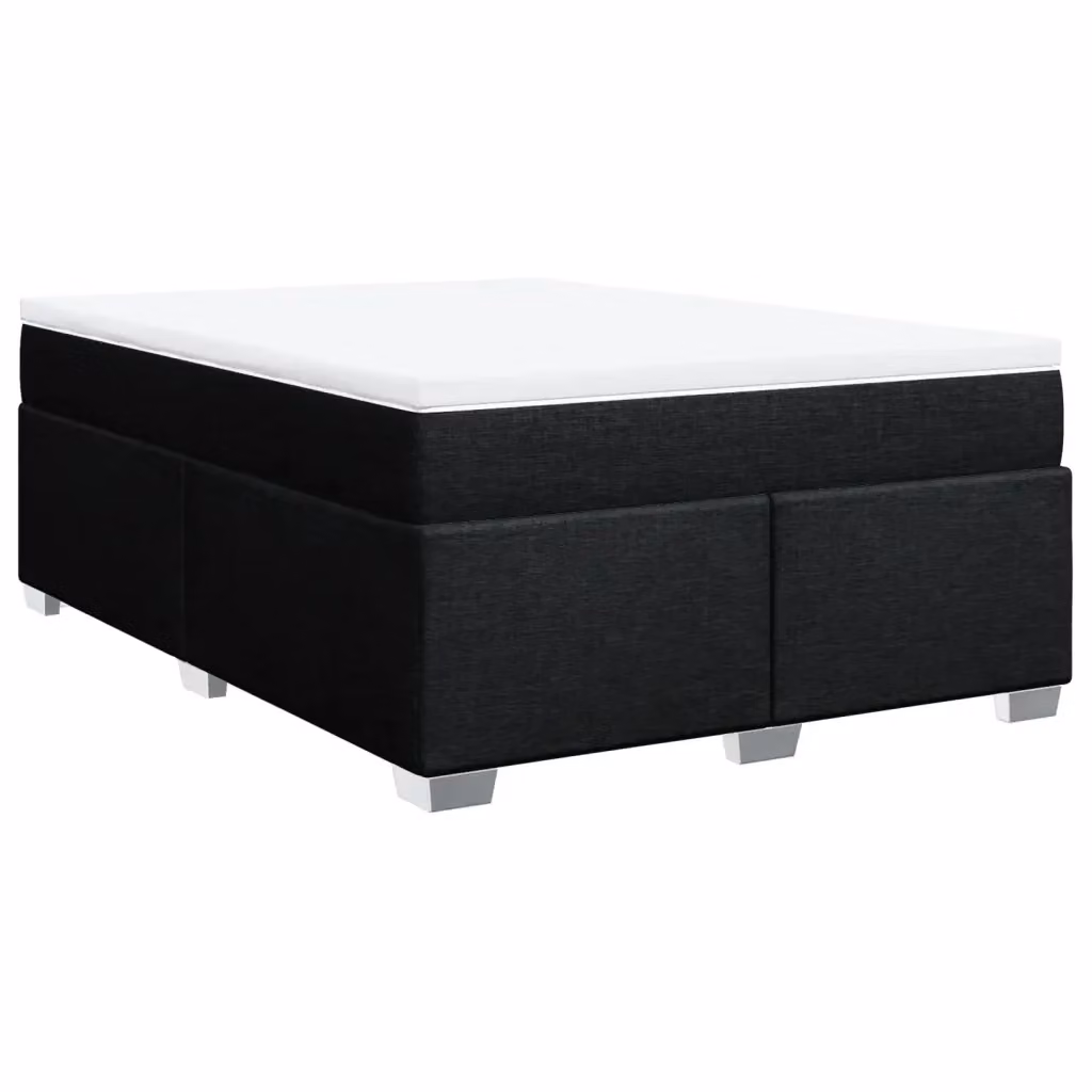 Letto Ibrido vidaXL con Giroletto a Molle e Materasso in Tessuto Nero e Bianco L/P/H: 140 x 190 cm – 2