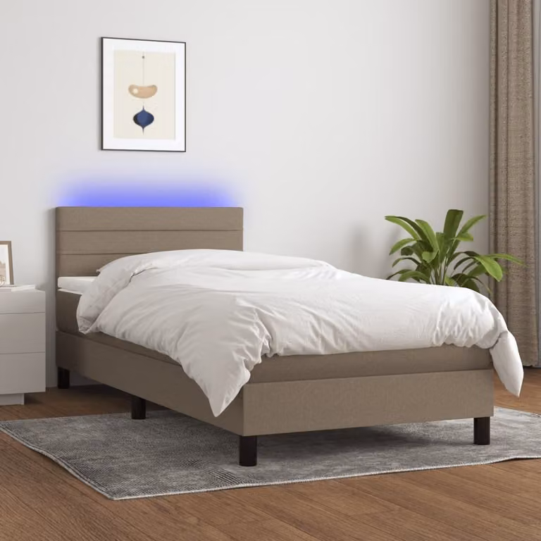 Maison Exclusive - Letto a Molle con Materasso e LED Tortora 80x200 cm in Tessuto