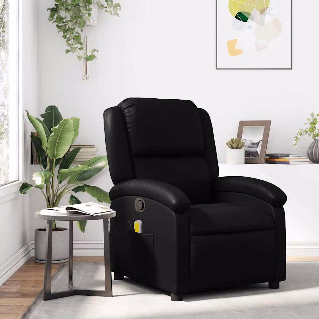 vidaXL Poltrona relax reclinabile in similpelle nera con braccioli e struttura in legno e metallo