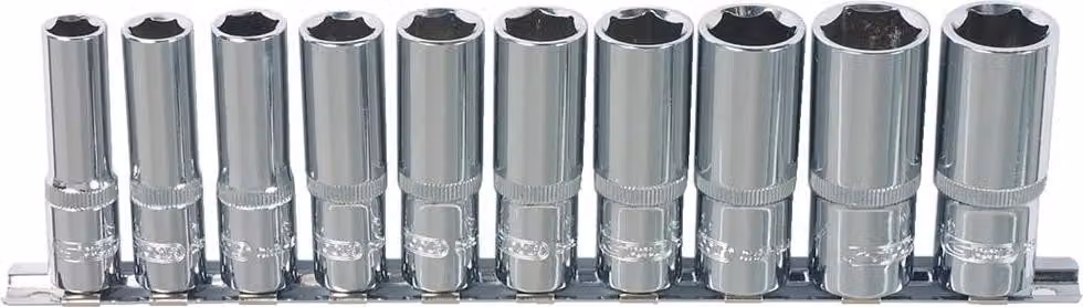 KS Tools 1/2" CHROMEplus set di bussole esagonali, lunghe, 10 pezzi 10-19 mm