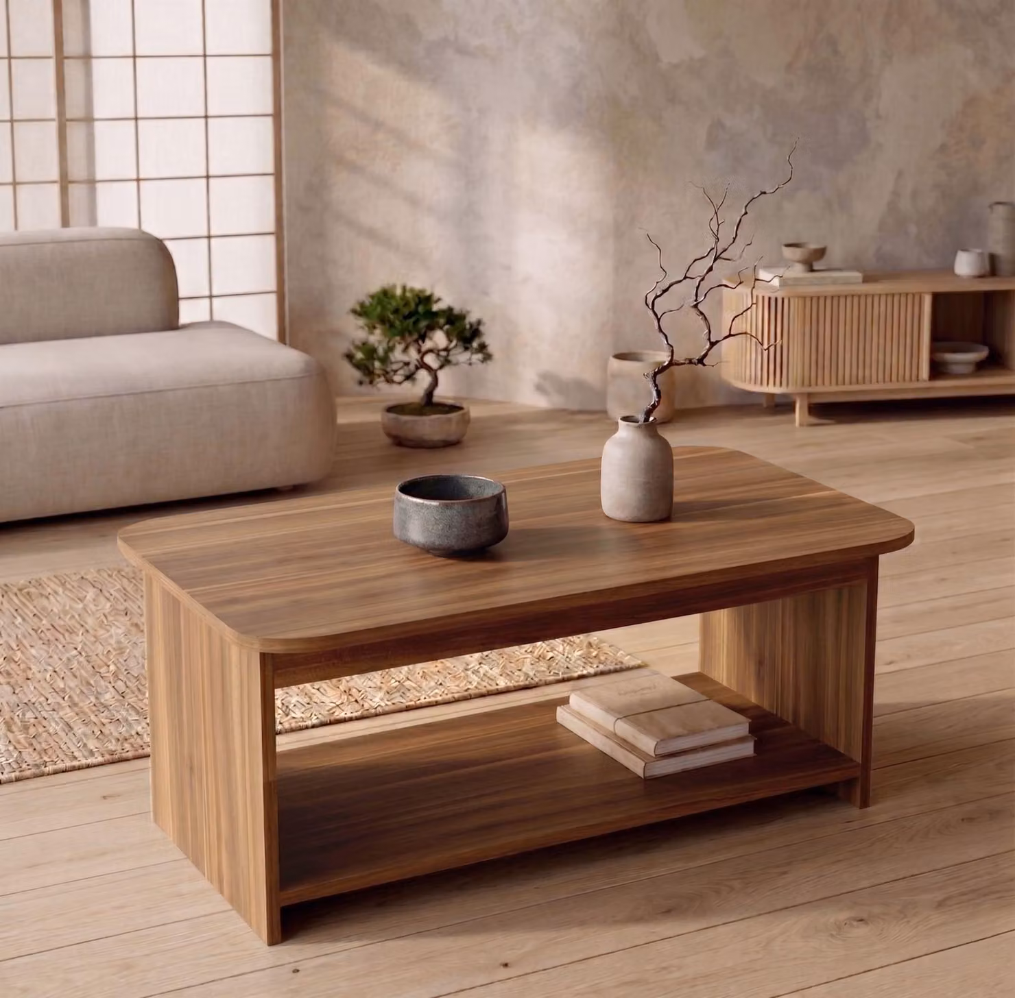 Skye Decor, Tavolino modulare (3 elementi) di alta qualità - Noce, 100 cm | 100% melaminico