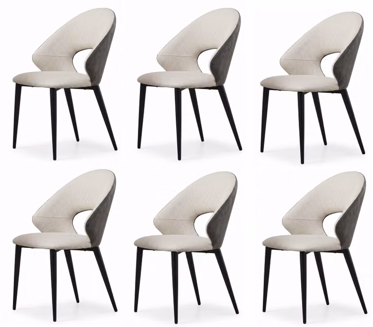 Set di 6 eleganti sedie da pranzo beige, design moderno,