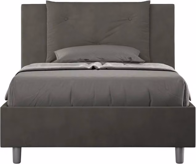 Letto Singolo Moderno GIORDANOSHOP in Legno MDF con Struttura Imbottita e Rete a Doghe Grigio L: 95 cm, P: 222 cm, H: 110 cm