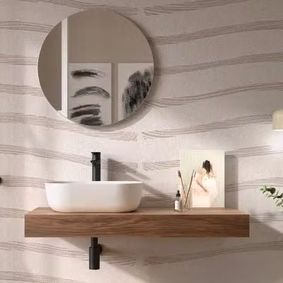 Mensolone da bagno sospeso Sumo in noce maya L: 100 cm, P: 46 cm, H: 12 cm