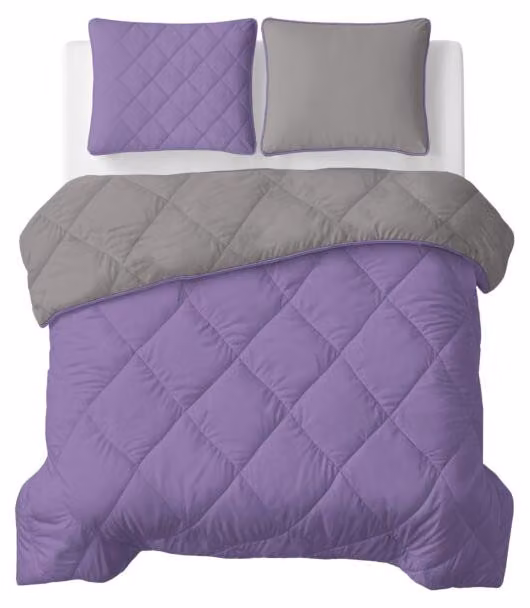 Sleeptime, coperta per letto "Lazy", tinta unita, color lavanda - tortora/grigio, dimensioni 240 x 200 cm, con federe incluse