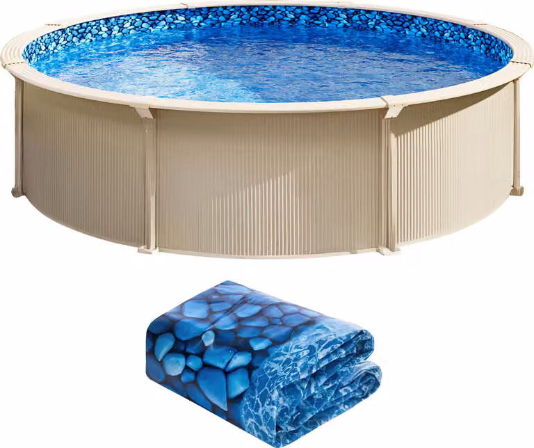 SucceBuy liner per piscina rotondo, 5,5 m, stile overlap, adatto a pareti di 137,2 cm di altezza