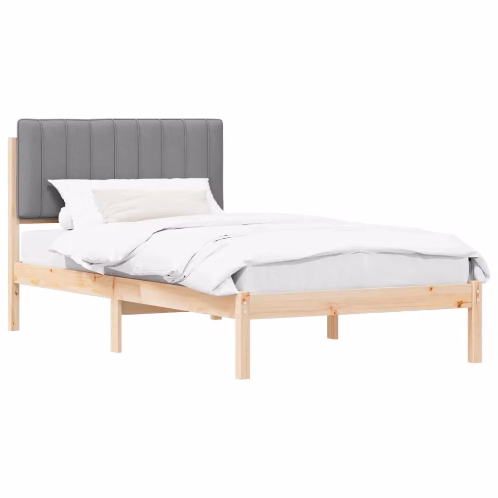 Letto con testiera rivestita vidaXL in legno di pino e tessuto grigio L/P/H: 205.5 x 100 x 84.5 cm – 2