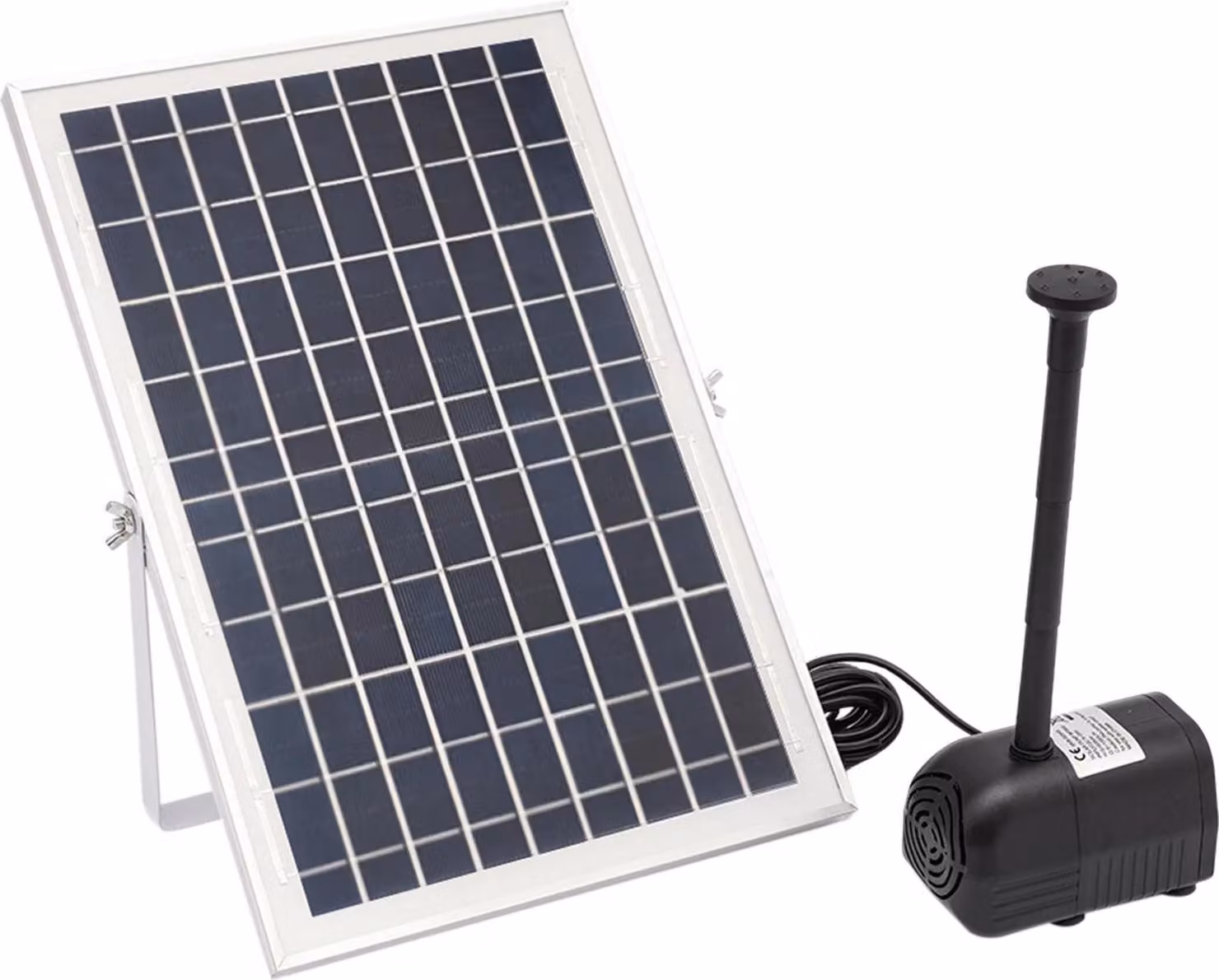 Pompa solare per pozzi - Pompa per laghetti - Potenza 10 W, 17 V - Portata massima 1000 l/h - Impermeabile IP68 - Per laghetti con pesci