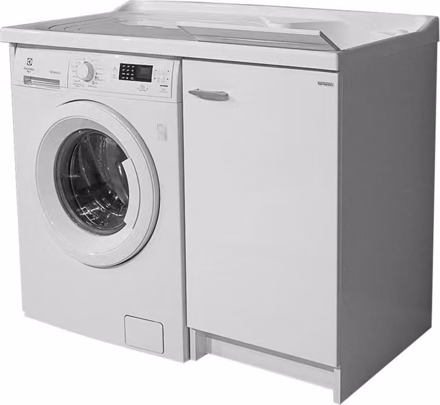 Lavatoio e Coprilavatrice 109x60x89cm Asse in Termoplastico Montegrappa Marella Bianco Destro